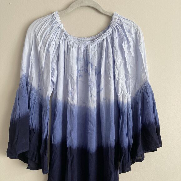 Seven Islands Elastic Off The Shoulder Long Sleeve Flare Arm Elastic Waist Dress - Picture 4 of 7